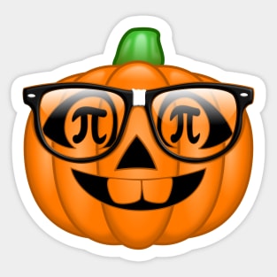 Pi Math Nerdy Pumpkin Emoji Nerd Glasses Jack O Lantern Sticker